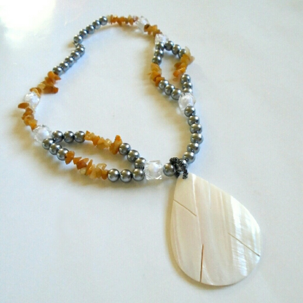 Silver beaded Seashell Necklace